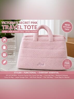 VS Pink Sherpa Travel Overnight Large Weekender plush Carryall